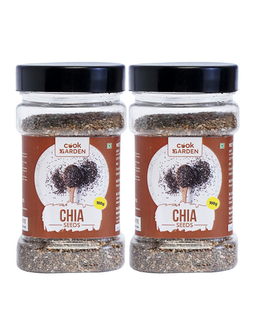 Cook Garden Chia Seeds 200 gm - Premium Raw Chia Seeds, Weight Loss, High Protein Seeds Chia Seeds  (2pack of 100gm))